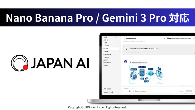JAPAN AIが「Nano Banana Pro」と「Gemini 3 Pro」に対応