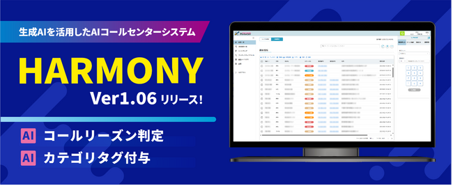 生成AI活用のAIコンタクトセンター『HARMONY Ver1.06』リリース!