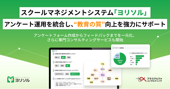 スクールマネジメントシステム「ヨリソル」アンケート運用を統合し、“教育の質”向上を強力にサポート