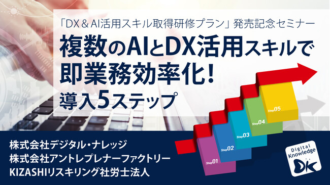 DX＆AI活用スキル取得研修セット発売記念セミナー「複数のAIとDX活用スキルで即業務効率化！導入5ステップ」12/9（火）見逃し配信