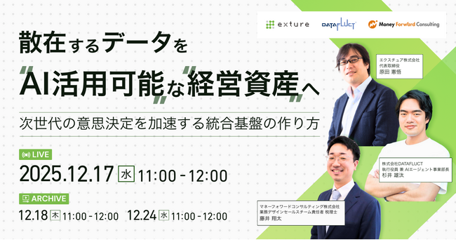 【12/7開催無料ウェビナー】「散在するデータをAI活用可能な経営資産へ」。AIエージェントによる経営データ活用を事例を交えて解説
