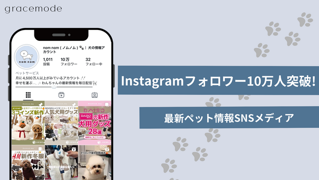 ペットSNSメディア【nomnom-ノムノム-】Instagramフォロワー10万人突破！