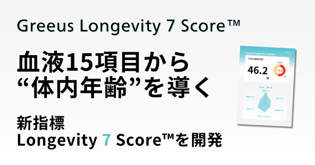 血液15項目から“体内年齢”を導く新指標「Longevity 7 Score(TM)」を開発
