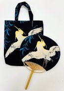 三勝ゆかた布張飾り房州うちわ手提げ袋 袂(たもと)