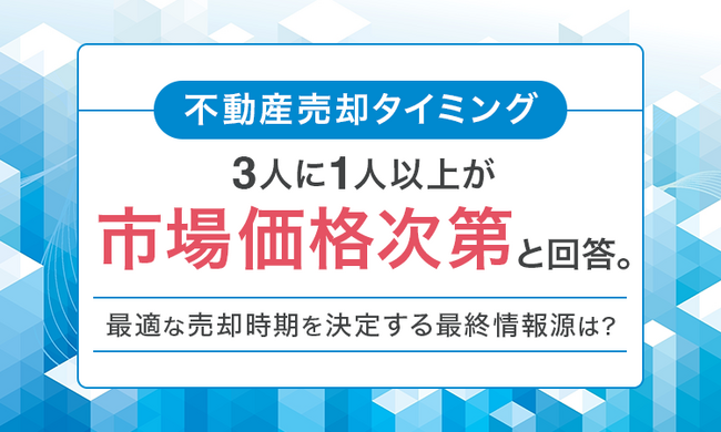 【不動産売却タイミング】3人に1人以上が「市場価格次第」と回答。最適な売却時期を決定する最終情報源は？