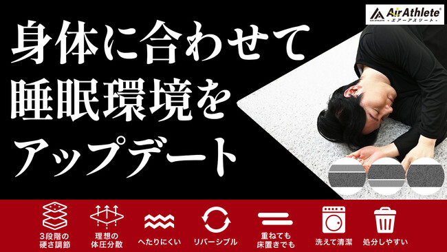 Makuakeで目標金額1215%を達成！ 「昨日ふんわり、今日硬め。」自宅で寝心地を変えられる “失敗しない”パーソナライズ・マットレス『エアーアスリートPlus』一般販売開始