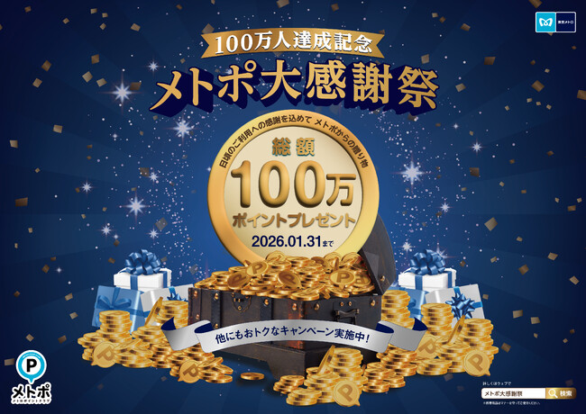 メトポ大感謝祭！抽選で総額１００万ポイントプレゼントキャンペーンを開催！