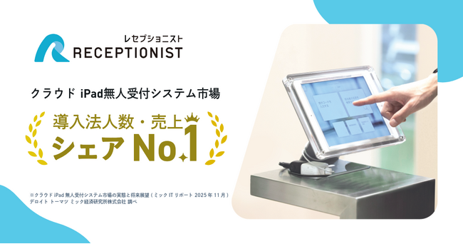 RECEPTIONIST、クラウド無人受付システム市場で導入法人数・売上高ともにシェア1位を獲得