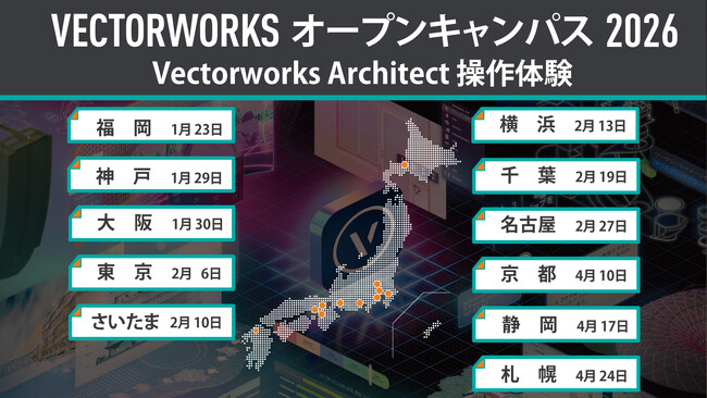 「Vectorworks オープンキャンパス 2026　- Vectorworks Architect操作体験 -」を全国11都市で開催