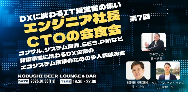 【1月30日(金)開催】エンジニア社長&CTO新年会2026|深層技術と組織づくりを語る渋谷エンジニア経営者交流会!!