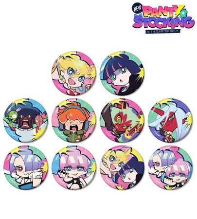 『New PANTY ＆ STOCKING with GARTERBELT』のトレーディンググリッター缶バッジなどの受注を開始！！アニメ・漫画のオリジナルグッズを販売する「AMNIBUS」にて