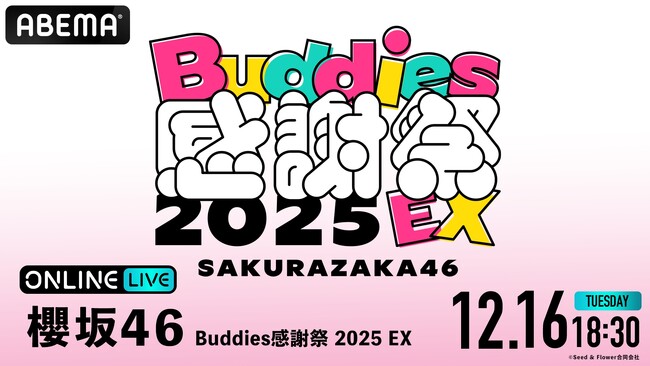 『櫻坂46 Buddies感謝祭 2025 EX』の模様を「ABEMA PPV」にて2025年12月16日（火）18時30分より生放送決定