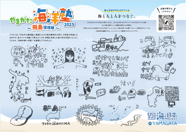 「やまがた海洋塾2025～飛島探検隊～」に参加した小学生が体験での学びと海への思いを込めたランチョンマットが完成！