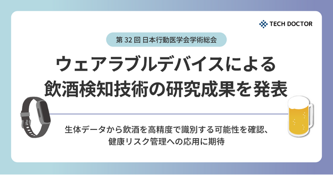 第32回 日本行動医学会学術総会にて、ウェアラブルデバイスによる飲酒検知技術の研究成果を発表