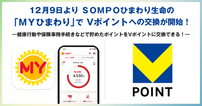 12月9日よりＳＯＭＰＯひまわり生命の「ＭＹひまわり」でVポイントへの交換が開始！