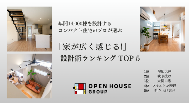 年間14,000棟を設計するコンパクト住宅のプロたちが選ぶ「家が広く感じる!」設計術ランキングTOP5