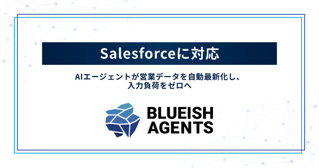 【BLUEISH Agents】Salesforceに対応。AIエージェントが営業データを自動最新化し、入力負荷をゼロへ