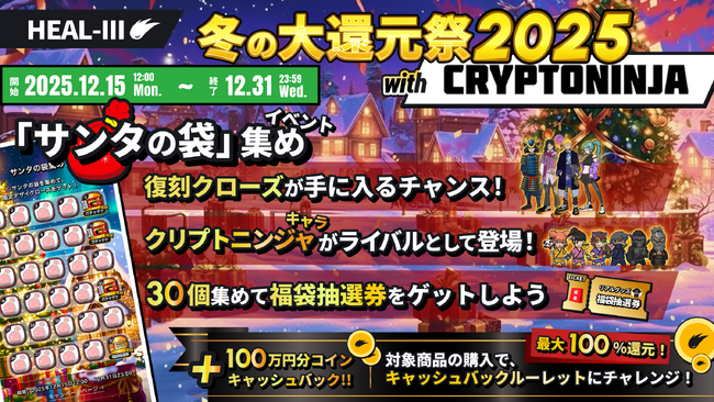 ヘルスケアゲーム「HEALTHREE（ヘルスリー）」がキャラクターブランド「CryptoNinja（クリプトニンジャ）」とコラボイベントを開催！