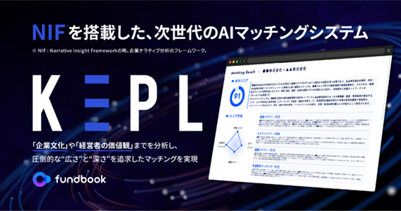 M&A仲介のfundbook、企業文化や経営者の価値観までを解析するAIマッチングシステム「KEPL」を提供開始
