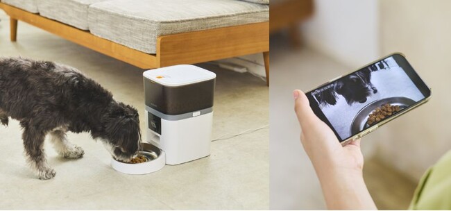 飼い主の留守中も見守れて安心！スマホアプリからリアルタイムで、愛犬・愛猫の様子を確認できるカメラ付き自動給餌器を新発売