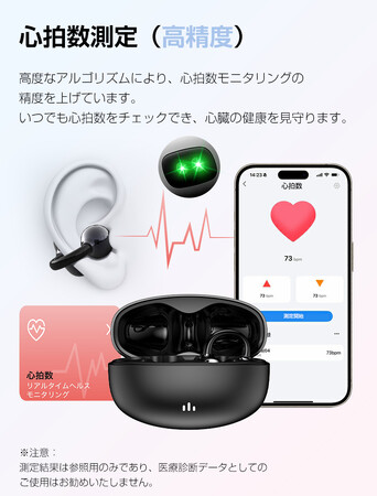 イヤホンで健康管理へ-心拍・血中酸素測定が可能な次世代イヤーカフ型ワイヤレスイヤホン登場