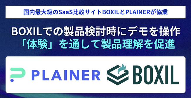 BOXILとPLAINERが協業開始　BOXIL記事内でサービスデモ掲載を実現 ― SaaS企業の“伝わる体験”を加速 ―