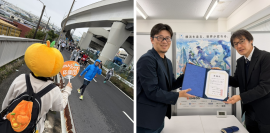 当法人職員による沿道でのランナー応援 ／ 横浜マラソン事務局より感謝状を受領