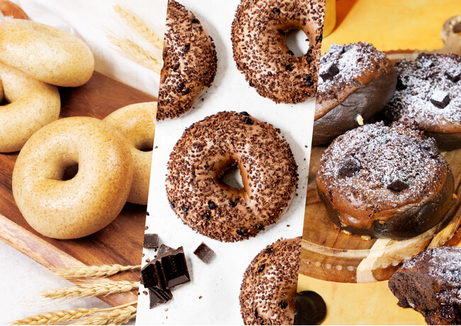 BAGEL & BAGEL から新商品が登場！　香ばしい全粒粉を配合したベーグルや、カカオ 70％ のチョコチップを練り込んだベーグル、ジャンドゥーヤベーグルなどを期間限定で販売します！