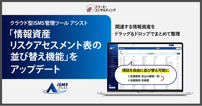 情報資産リスクアセスメントの整理性を向上 ── クラウド型ISMS管理ツール『ISMSアシスト』で「情報資産リスクアセスメント表」の並び替え機能をアップデート