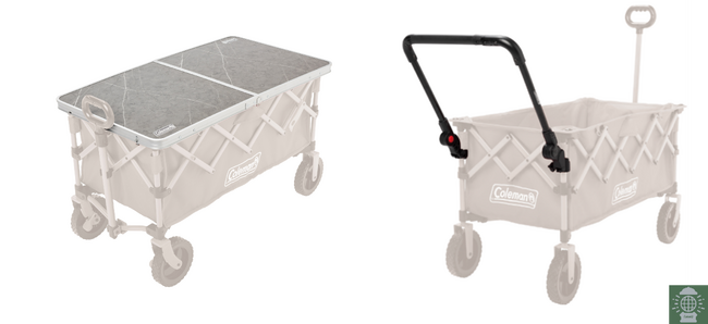 コールマン、ワゴンテーブルとプッシュハンドルを発売