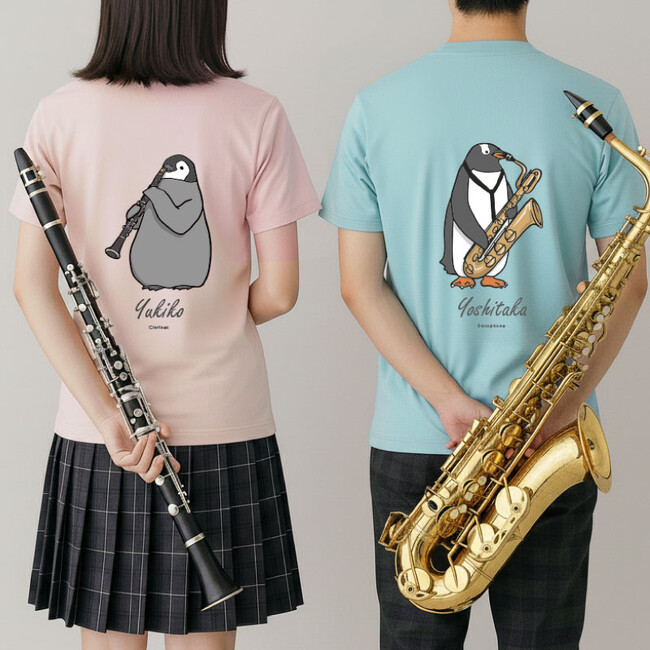 【ココロを贈る 名入れギフトOkulu】ゆるかわペンギン×本格吹奏楽のユニークなデザイン。吹奏楽の