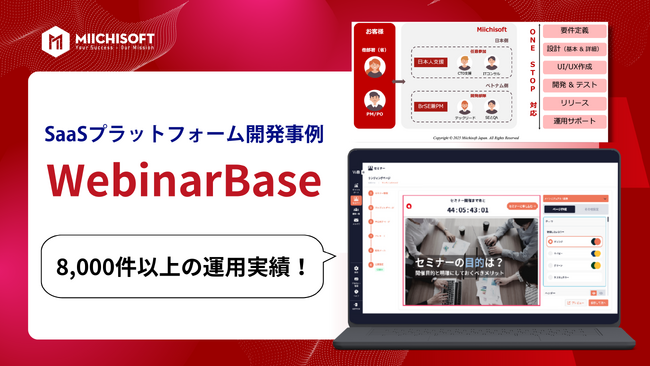 エックスラボの構想をMiichisoftが形にしたWebinarBase。8,000件以上の成功実績を誇る、日本トップクラスの自動化ウェビナープラットフォーム。