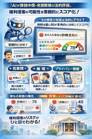 Legal AI - SNSの投稿をコピペするだけ！AIが誹謗中傷・名誉毀損の法的リスクを即座に判定する新サービス「AI誹謗中傷チェッカー」無料公開