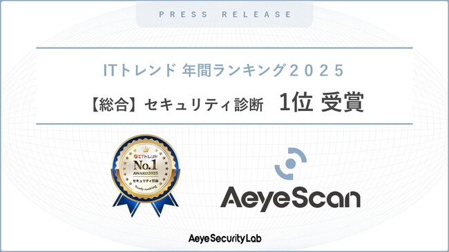 AeyeScan、「ITトレンド 年間ランキング2025」の「【総合】セキュリティ診断」部門で1位受賞