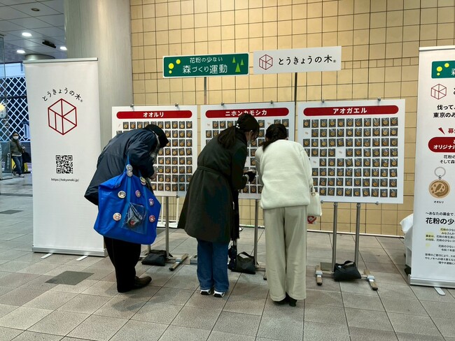 12月14日～15日　渋谷で花粉の少ない森づくり運動、とうきょうの木(R)のチャームを、募金にご協力いただいた方へプレゼント