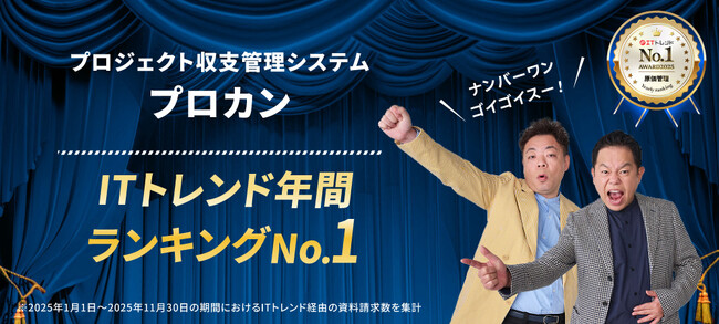 プロカン、「原価管理システム部門」で総合1位「ERP部門」でも総合3位を獲得｜ITトレンド年間ランキング2025