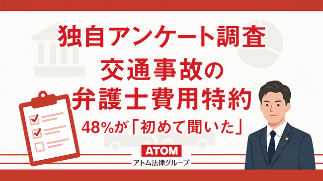 交通事故の弁護士費用特約、48%が「初めて聞いた」と回答。アトム法律事務所がのべ20,000人以上を対象にアンケート調査を実施