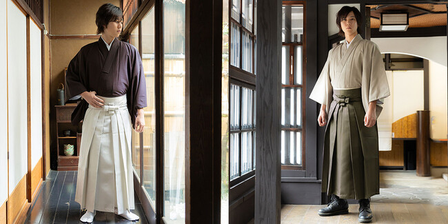【新年の初稽古に】京都発和装ブランド「KIMONOMACHI」人気商品「メンズ無地袴」に新カラー「象牙色」「利休色」が登場。サイズ豊富に展開。