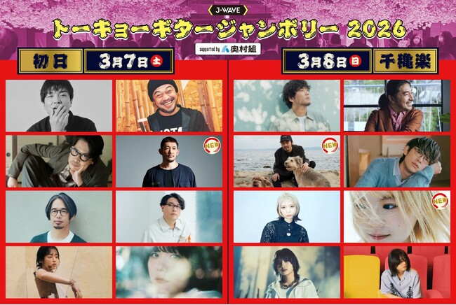 「ギタージャンボリー2026」TOSHI-LOW(BRAHMAN/OAU)、七尾旅人、たかはしほのか（リーガルリリー）の追加出演が決定！　日本最大級のギター弾き語りフェス、チケット先着先行を受付中