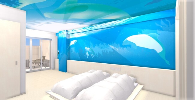 鳥羽に新名所誕生！｜鳥羽水族館のコンセプトルーム　　　　　　「ラッコブルー」と「ラッコグリーン」が旅館「扇芳閣」にオープン