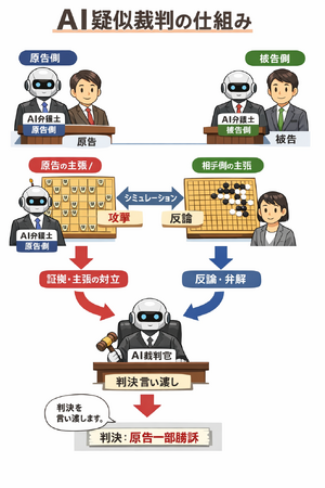 Legal AI - AI裁判が判決をシミュレーション。原告・被告双方にAI弁護士が付き、主張と反論を尽くして判決を下す。「AI法廷・AI裁判シミュレータ」が誕生 [無料]