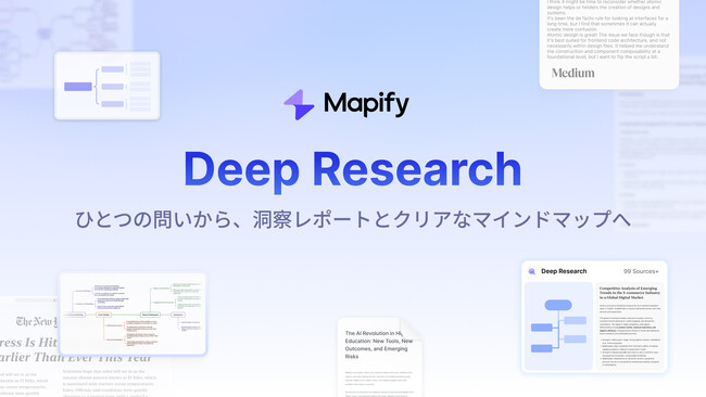 Mapify、新機能「Deep Research」を発表、根拠に基づくリサーチレポートとマインドマップを迅速に生成