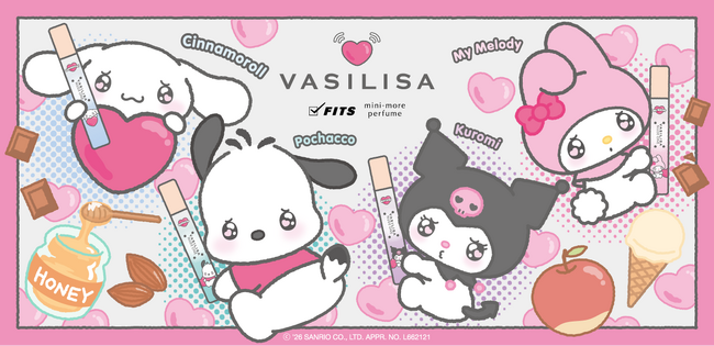 【ドン・キホーテ系列店舗 限定発売】シナモロール、ポチャッコ、クロミ、マイメロディのミニ香水(ハート)うるうる瞳でハートを抱きしめる「ミニモアパフューム」が1月1日より発売中！