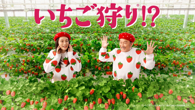 吉田鋼太郎さん、八木莉可子さんがキュートないちごづくしの衣装でいちご狩りに挑戦！？新TVCM「白をまとったいちご狩り(R)」篇1月6日（火）より放映開始書き初めで語るお二人の今年の抱負とは？