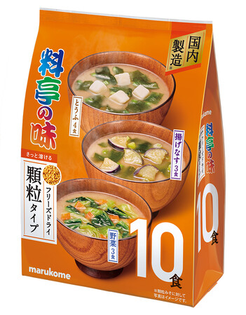 顆粒みそ汁10食タイプの具材をお好みに沿った組み合わせでリニューアル