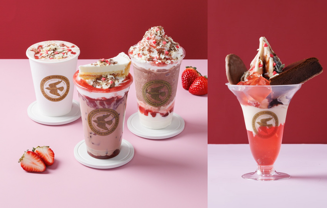 【チーズガーデン】ピンクとブラウンのキュートなバレンタインシーズン限定カフェメニュー『Chocolate meets Strawberry』＆『バレンタインパフェ ストロベリー＆ショコラ』登場