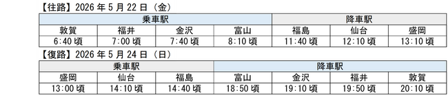 北陸～東北が乗り換えなし！団体専用臨時列車「つながる東北」号・「つながる北陸」号を運転します