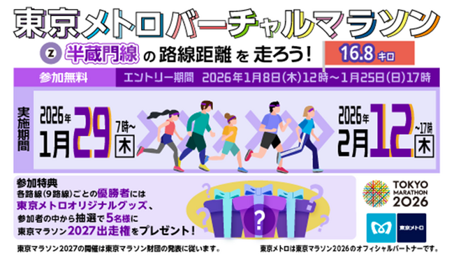 「東京メトロバーチャルマラソン 半蔵門線の路線距離を走ろう！」を実施します