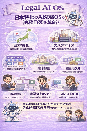 【生成AIは法を犯す】企業法務を再定義する「Legal AI OS」を発表。日本の全法令と貴社規定・機密情報を学習した“専属AI”が、企業の意思決定を支えるインフラに
