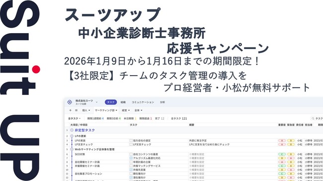 AIタスク管理・プロジェクト管理ツール「スーツアップ」、中小企業診断士事務所応援キャンペーン